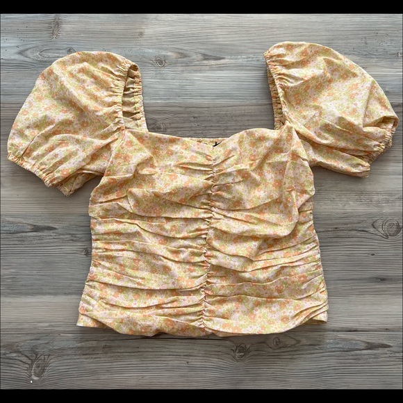 OPT Off Shoulder Puff Sleeve Floral Top - Picture 1 of 8